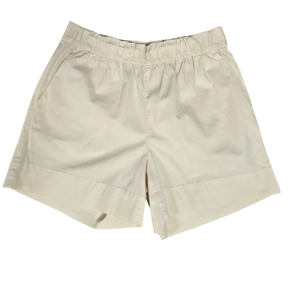 Everlane Easy Short Cream Bone Organic Cotton Elastic Waist Pull On Shorts Sz 8